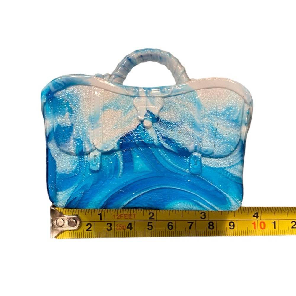 Sowerby Antique Slag Glass Blue White Victorian Posey Vase, Gladstone Doctor Bag - Picture 7 of 10